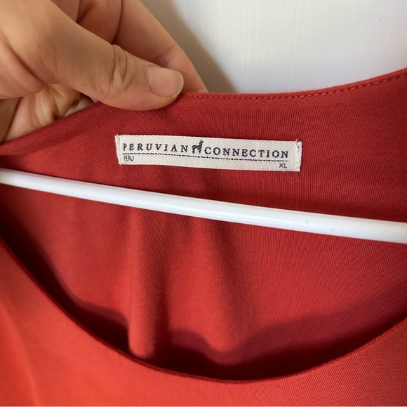 Peruvian Connection Orange 3/4 Sleeve Tunic XL Extra Large Autumn Fall Pumpkin - Picture 3 of 7